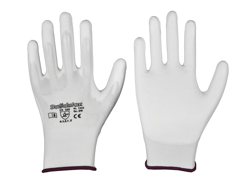 Solidstar Nylon-Feinstrickhandschuh mit PU-Beschichtung weiß